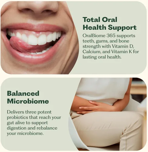 Vista 4 de OralBiome 365 Probióticos orales masticables 3 en 1 para respiración, inmunidad y salud intestinal Apoya los dientes y las encías, aumenta