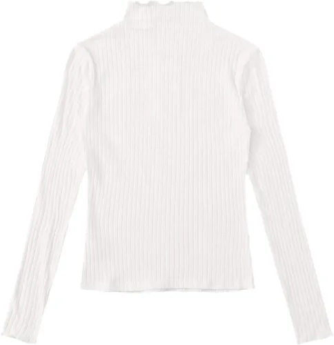 Vista 2 de SweatyRocks Camiseta casual de manga larga con cuello alto para mujer, ajustada, elástica, de punto a rayas