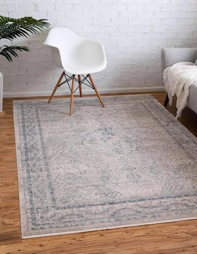 Vista 14 de Unique Loom Noble Collection - Alfombra de área tradicional, envejecida, vintage, geométrica, con borde (2' 2 x 3' 0 rectangular, azul/beige)