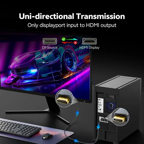 Vista 2 de Cable DisplayPort a HDMI activo de 4K a 120Hz, DP 1.4 a HDMI 2.0, 3.3FT/1M