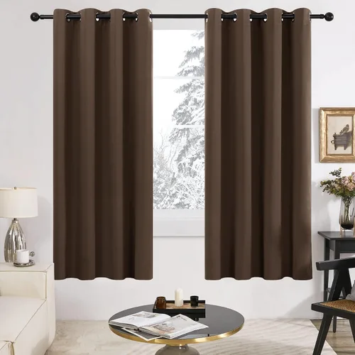 Vista 111 de Deconovo Cortinas opacas 100% con forro negro, cortinas con ojales aisladas térmicamente que reducen el ruido, doble capa para oscurecer