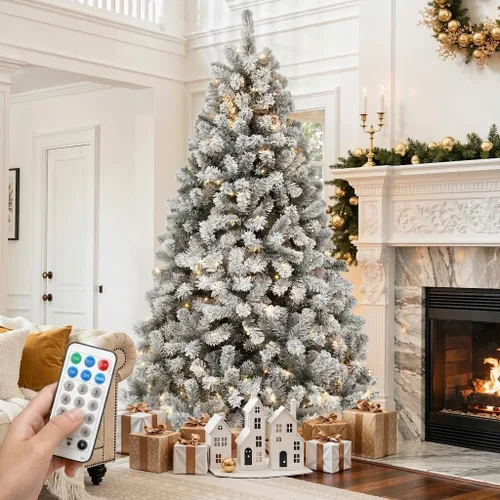 Vista 14 de DWVO Árbol de Navidad artificial preiluminado de 6 pies, verde, 1000 puntas