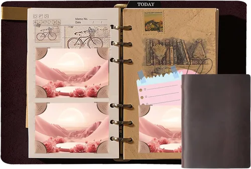 Vista 14 de Cuaderno de carpeta de cuero, 8.5 x 11 pulgadas (negro, A5-no personalizado)