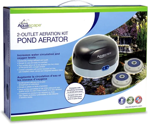 Vista 3 de Juego de ventilación de aire para estanque, de Aquascape, 2 salidas, Negro