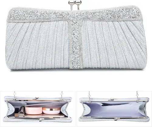Vista 4 de Monederos de mano con diamantes de imitación para mujer, bolsos y bolsos formales de boda, fiesta, graduación, bolsas de dinero