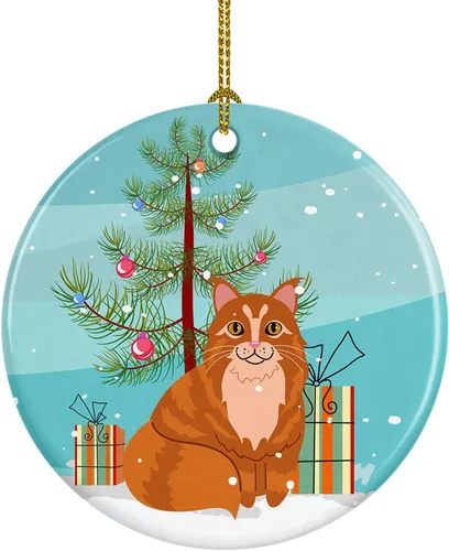 Vista 19 de Caroline's Treasures Árbol de Navidad de gato asiático, adorno de cerámica para colgar en el árbol de Navidad, decoración para el hogar, Navidad