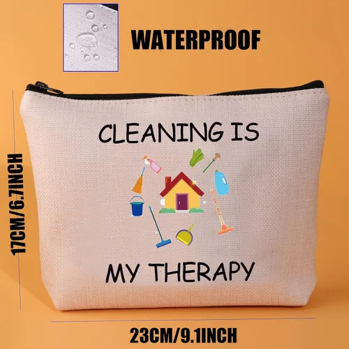 Vista 4 de JYTAPP Neat Freak Funny Housekeeping - Bolsa de maquillaje para limpieza - Regalo para dama de limpieza - Susurrador de polvo y escuadrón