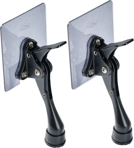 Vista 9 de HOME&I Tope de puerta abatible de 4 pulgadas con placa de montaje autoadhesiva grande, tope de puerta ajustable resistente, soporte de puerta Negro