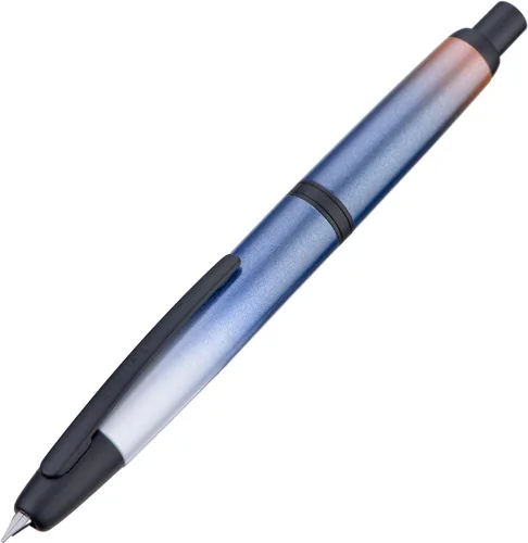 Vista 34 de Jinhao 10 Press Pluma estilográfica con caja, punta mediana retráctil de oro mate cepillado con juego de convertidor de tinta (clip dorado)