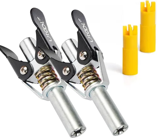 Vista 8 de UTOOL Kit de accesorios para pistola de engrase, acoplador de doble mango con limpiador de ajuste Zerk, roscas NPT de 1/8, accesorios Zerk fáciles