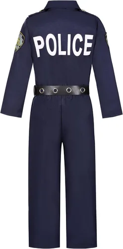 Vista 2 de Costumerry Police Officer Costume for Kids Deluxe Cop Police Costume for Boys Pretend Play Set Halloween Cosplay Party