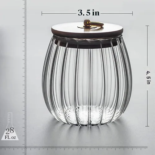 Vista 2 de Frascos de vidrio con tapas de bambú, contenedores de vidrio de 23 FL OZ con tapas herméticas para almacenamiento, tarros grandes de caramelo
