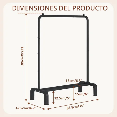 Vista 3 de JIUYOTREE Perchero de ropa estándar con estantes de almacenamiento, organizador de ropa para colgar ropa, abrigo, chaqueta, camisa, suéter, jeans