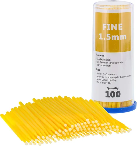 Vista 7 de TCP Global 100 cepillos de retoque de pintura, aplicadores tipo cepillos micro descartables, blancos con puntas finas de 1,0 mm, para taller