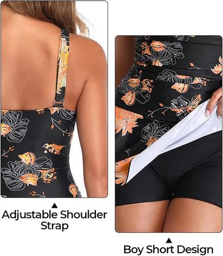 Vista 4 de Summer Mae - Traje de baño para mujer de una pieza con control de abdomen y estampado floral talla extra grande