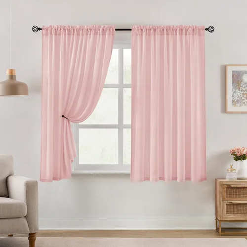 Vista 45 de HOMEIDEAS - Cortinas semitransparentes de privacidad blancas que no se transparentan, 52 x 96 pulgadas Blanco