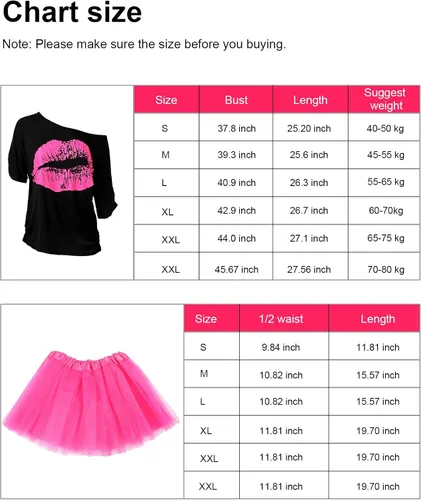 Vista 2 de Blulu 80s Costume Accessories for Women Halloween Outfit Dress Neon Leg Warmers Fishnet Gloves T-shirt Tutu Headband