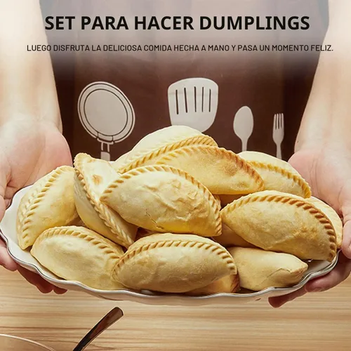 Vista 5 de Prensa para Empanadas, Juego de Moldes para Hacer Dumplings con Cortador de Masa, Juego de Moldes para Dumplings (L/4"+M/3")