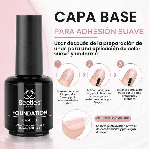 Vista 3 de Beetles - Juego de 3 esmaltes de uñas de gel blanco de 0.5 fl oz con base de gel y capa superior