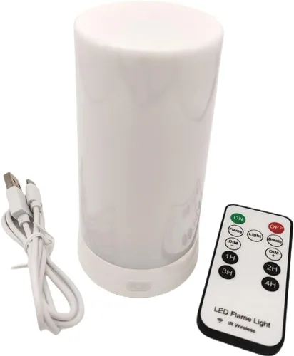 Vista 5 de Linterna LED con efecto de llama, recargable por USB, 4 modos, control remoto, efecto de llama, luz de estado de ánimo sin llama para Holdiday