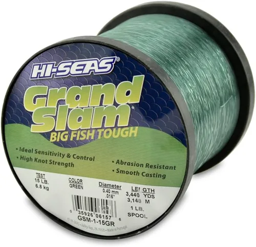 Vista 11 de Sedal de Pesca de Monofilamento HI-SEAS Grand Slam - Fuerte y Resistente a la Abrasión en Transparente, Rosa, Verde, Azul Ahumado, Amarillo Amarillo