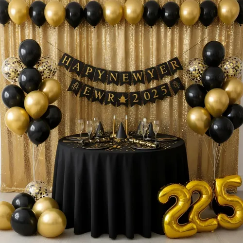 Vista 3 de Globos de helio de látex negro y dorado de 12 pulgadas, globo de confeti negro y dorado para decoración de fiestas, paquete de 50