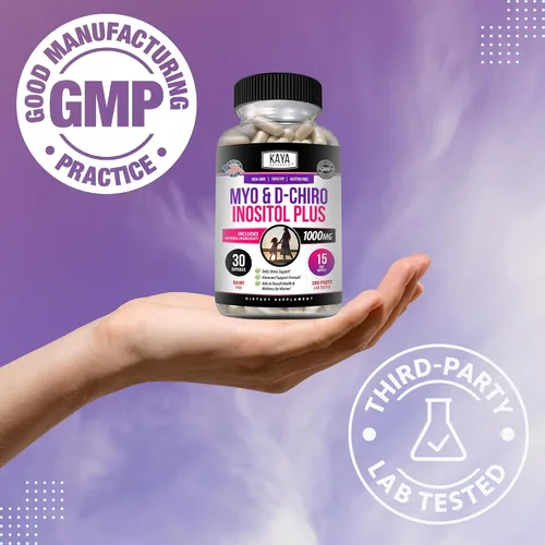 Vista 6 de Kaya Naturals Myo & D-Chiro Inositol Plus Apoyo para Mujeres, Vitamina B8-30 Cápsulas