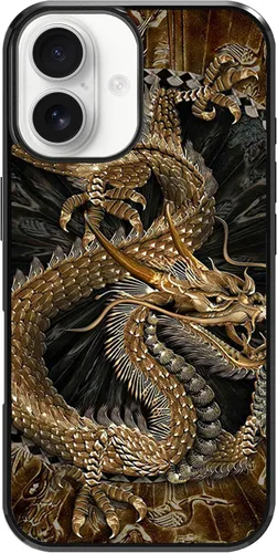 Vista 57 de Funda para iPhone Air - Funda de teléfono con patrón de dragón dorado chino - Funda de TPU con protección de absorción de impactos