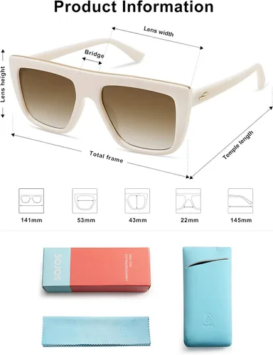 Vista 5 de SOJOS Gafas de sol planas de moda para mujeres y hombres