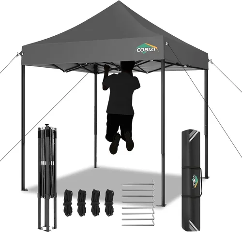 Vista 47 de COBIZI Tienda de campaña desplegable de 6.6 x 6.6 pies, toldo resistente, fácil de instalar, impermeable, para exteriores, fiestas, playa, jardín