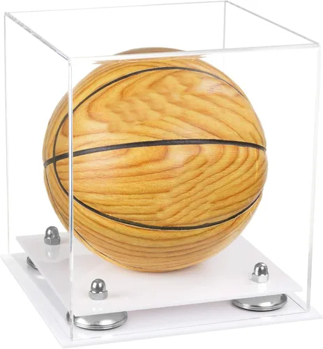 Vista 79 de Better Display Cases Mini acrílico - Miniatura (no tamaño completo) Baloncesto vitrina con elevadores negros y espejo (A015-BR)