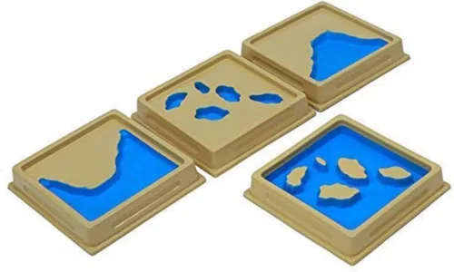 Vista 5 de Niños Agua Tierra Cognición Terreno Enseñanza Ayudas Montessori Niños Geografía Molde Tierra y Agua Forma Bandeja Set Bebé Juguetes Educativos