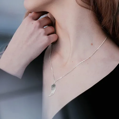 Vista 8 de LOOVE Collar de alas de ángel de plata de ley 925 colgante de ángel de la guarda regalo de joyería de ángel para mujeres niñas y hombres Plata