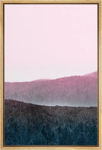 Vista 41 de SIGNWIN Framed Canvas Print Wall Art Neon Pink Mountain Range View Nature Wilderness Photography Modern Art Rustic Landscape Relax/Calm Multicolor