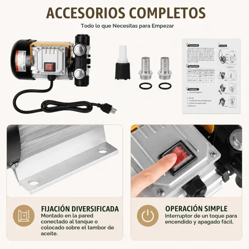 Vista 3 de 110V AC 16GPM 60L/min Bomba de transferencia de aceite, Bomba de aceite autocebante eléctrica, Bomba extractora de líquidos para diesel, queroseno