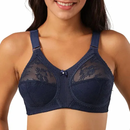Vista 2 de Sujetador grande de encaje para mujer, sin varillas, doble soporte, lencería de soporte flexible