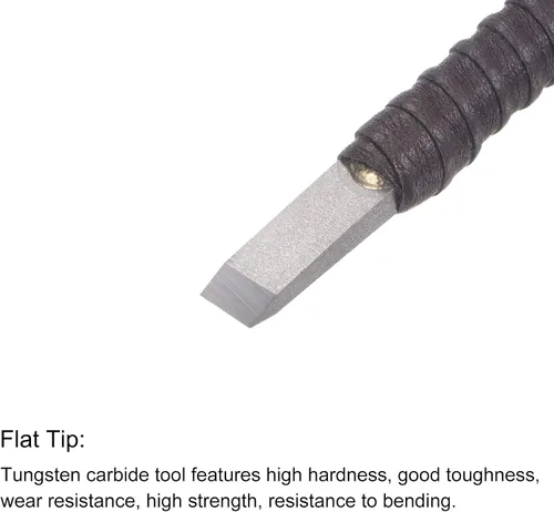 Vista 3 de uxcell Cuchillo para tallar cinceles de madera, carburo de tungsteno de 0.236 pulgadas, punta plana para carpintería, herramienta de mano Graver