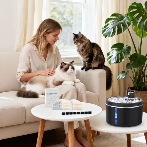 Vista 7 de Filtros para fuente de agua para gatos sin cable, juego de 4 meses de filtros de repuesto para fuente de agua ultra silenciosa para mascotas