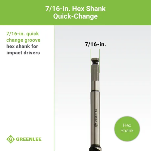 Vista 8 de Greenlee 66PT-1 - Broca para uñas con punta de tornillo de autoalimentación, 1 broca de acero de 18 pulgadas con vástago hexagonal de 7/16 pulgadas