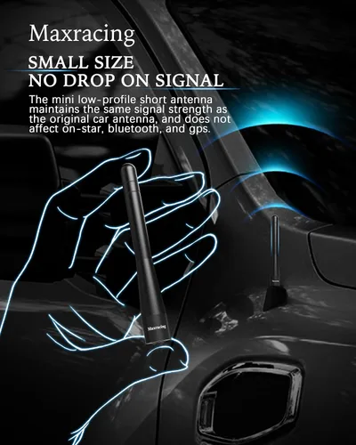 Vista 5 de MAXRACING - Antena corta de aluminio compatible con GMC Sierra (rosca M7) 2007-2022