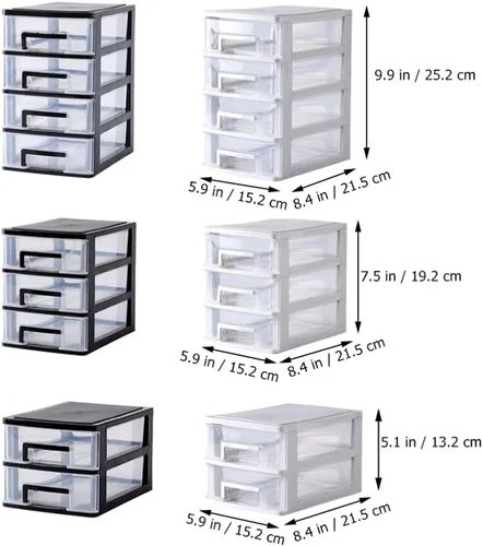 Vista 3 de STOBOK Cajón de almacenamiento de plástico, cajones de plástico de 4 capas, caja de almacenamiento de escritorio multifuncional, contenedores