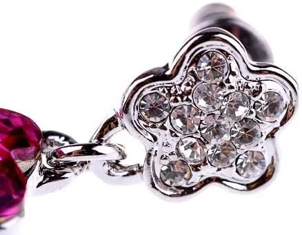 Vista 4 de Alilang Aretes colgantes de flor floral de cristal de tono plateado