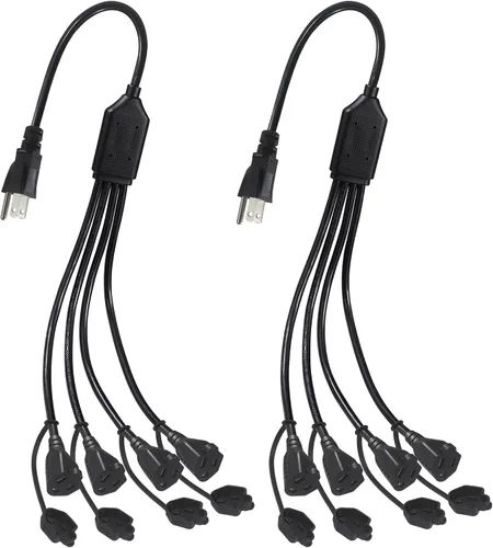 Vista 9 de Cable divisor de alimentación de 4 tomas, adaptador de enchufe múltiple de 3 clavijas de 1 a 4 vías, macho a hembra, cable de extensión estilo Y