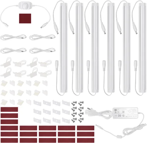 Vista 2 de Litever Kit de luces LED para debajo del gabinete + barras de luz adicionales de 12 pulgadas, blanco cálido 3000 K