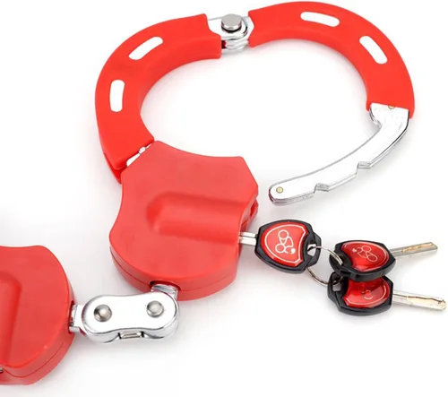 Vista 6 de Cadena de bloqueo para esposas de motocicleta con llave para scooter eléctrico resistente antirrobo, bicicletas scooters