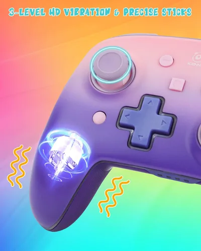 Vista 6 de Wireless Controller for Nintendo SwitchOLEDLite, 2 Magnetic Gorgeous Faceplates Fancy LED Lights 850mAh Big Battery Turbo Back Mapping Buttons