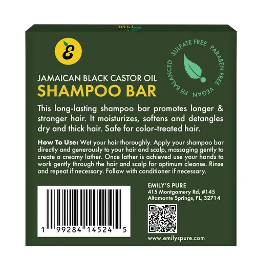 Vista 8 de Emily's Pure Barra de champú de aceite de ricino negro jamaicano, 5 onzas, champú sólido sin sulfato para soporte de roturas y cuidado del cuero