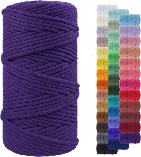 Vista 89 de Cordón de macramé de 0.079 pulgadas, cuerda de algodón natural de 109 yardas, hilo de cuerda de macramé para manualidades, ganchos de pared