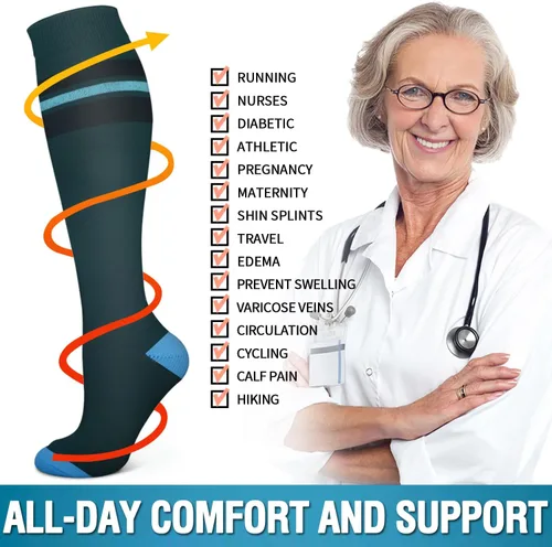 Vista 6 de Bluemaple 6 Pack Copper Compression Socks for Women and Men Circulation-Best Support for Medical, Running,Nursing,Athletic