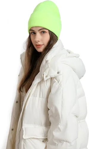 Vista 6 de ecodudo Gorros de acrílico para mujeres y hombres, gorro de punto suave y cálido con puños